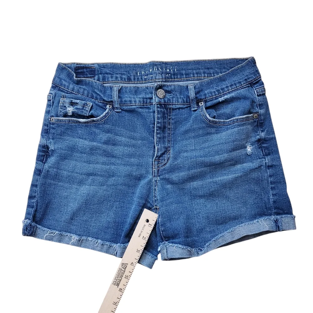 Aeropostale Denim Stretch Distressed Roll Cuff‎ Denim Shorts Size 10